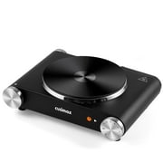 Cusimax 1500W Electric Hot Plate for Cooking Portable Single Burner Heat-up in Seconds Adjustable Temperature Control Stainless Steel Black